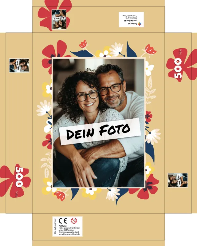 Fotopuzzle mit eigenem Bild - Puzzle selbst gestalten 2000 Teile Querformat - Schachtel Flowers - mit Foto personalisiert - Geschenk Geburtstag, Muttertag