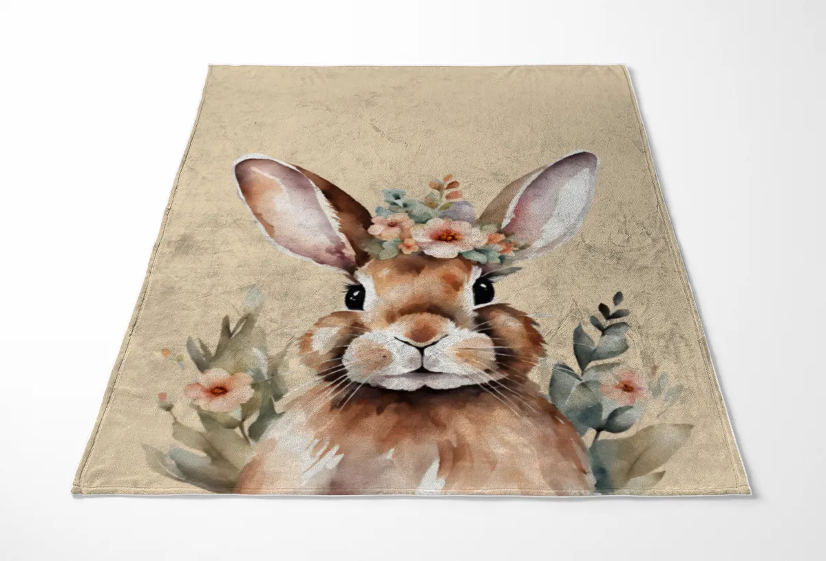 Wohndecke Hase mit Blümchen