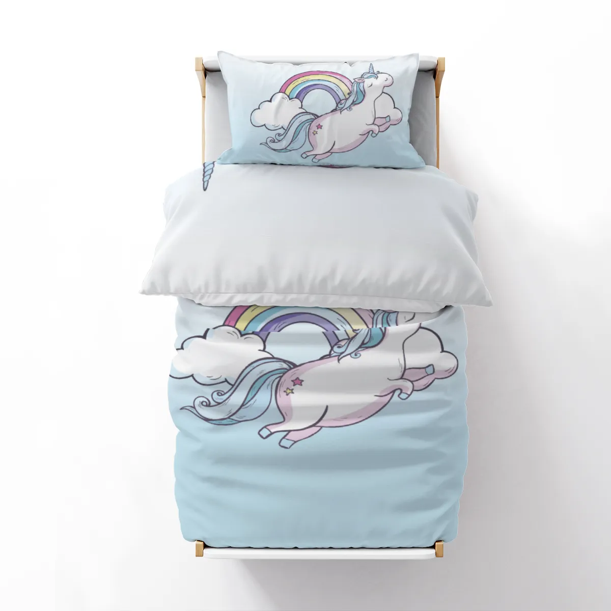 Kinderbettwäsche Einhornwolken Mikrofaser