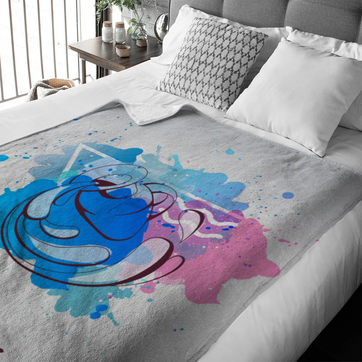 Sternzeichen Wohndecke Wassermann Splashes mit Namen personalisierbar