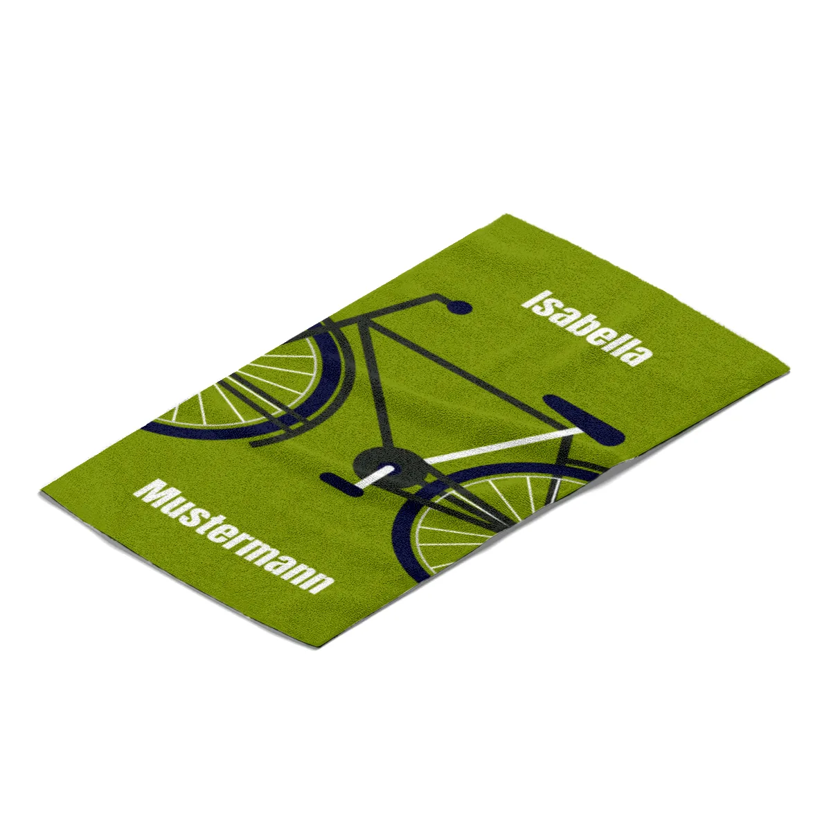 Badetuch Sport - mit Namen personalisierbar - personalisiertes Namens-Badetuch - Strandtuch mit Wunschtext - Fahrrad