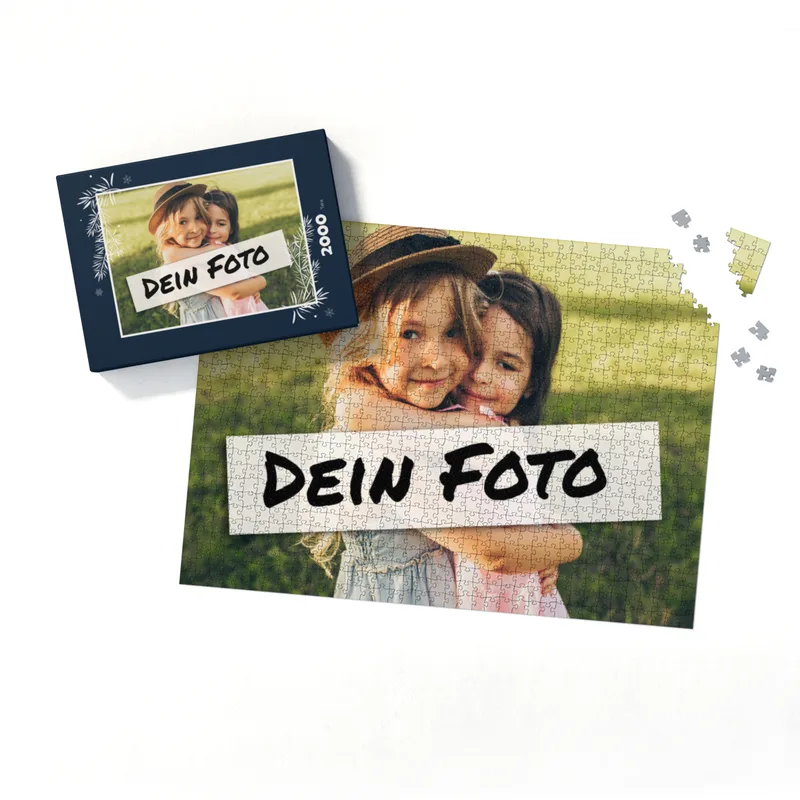 Fotopuzzle mit eigenem Bild - Fotopuzzle selbst gestalten 2000 Teile - Schachtel Weihnachtszweige - 2000 Teile Puzzle mit Foto - Geschenk Weihnachten Weihnachtszweige 2000 Teile Quer