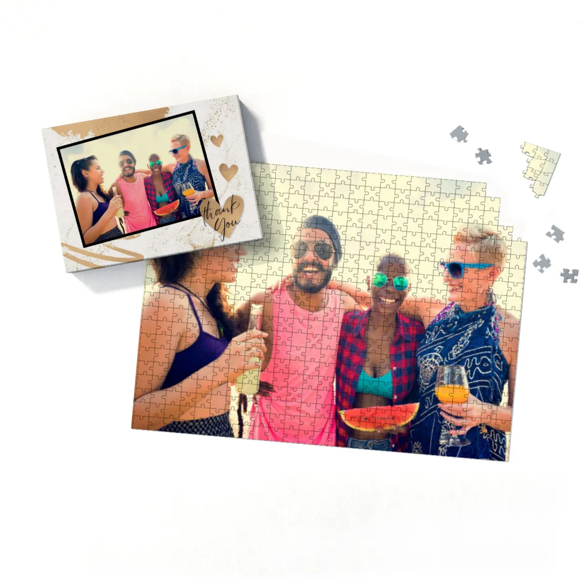 Fotopuzzle mit eigenem Bild - Puzzle selbst gestalten 1000 Teile - Schachtel Thank you - mit Foto personalisiert - Geschenk Geburtstag, Freundschaft