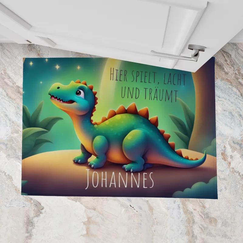 Fußmatte Dino mit Namen personalisiert - Kinderzimmer