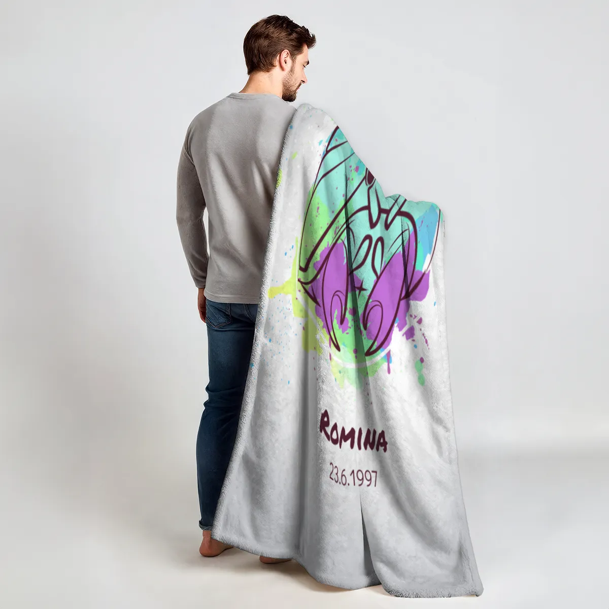Sternzeichen Wohndecke Wassermann Splashes mit Namen personalisierbar