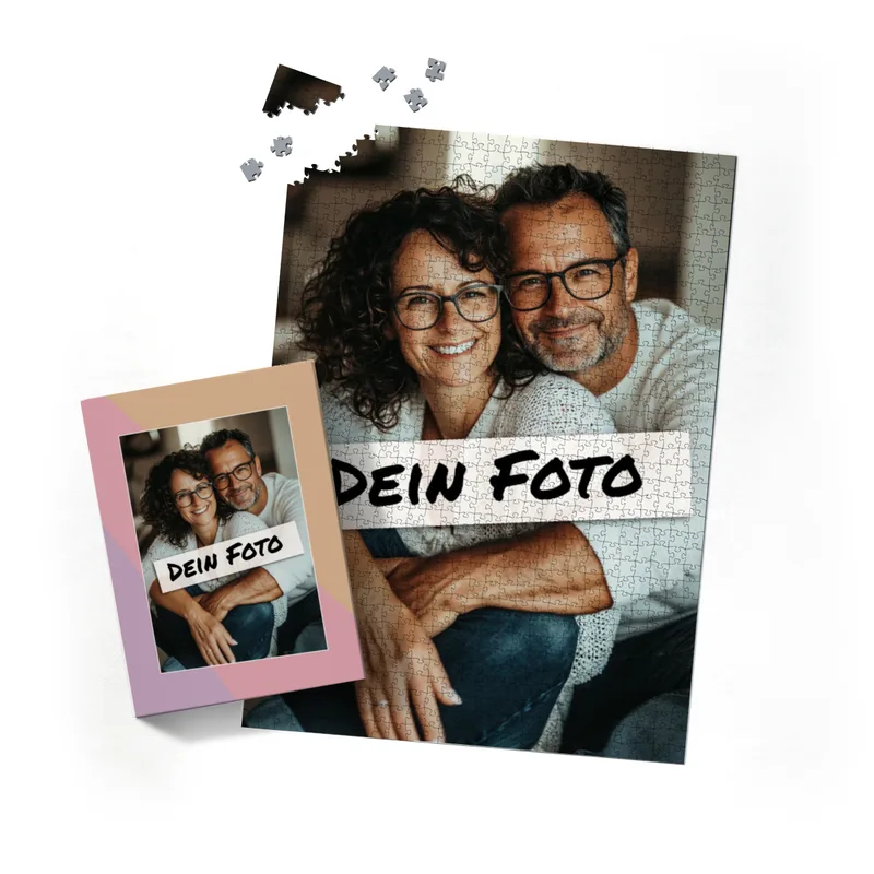Fotopuzzle mit eigenem Bild - Fotopuzzle selbst gestalten 1000 Teile Hochformat - Schachtel Pastellfarben - 1000 Teile Puzzle mit Foto - Geschenk Geburtstag Pastell 1000 Teile Hoch