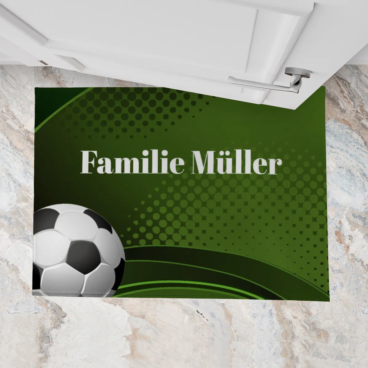 Fußmatte mit Namen personalisierbar - Geschenkidee Einzug, Geburtstag, Hobby - Fussmatte mit Namen - Motiv Fußball 70 x 50 cm