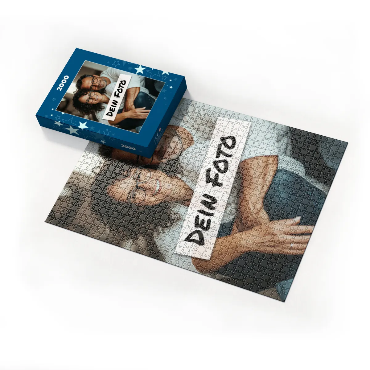 Fotopuzzle mit eigenem Bild - Puzzle selbst gestalten 1000 Teile Querformat - Schachtel Sterne - mit Foto personalisiert - Geschenk Weihnachten