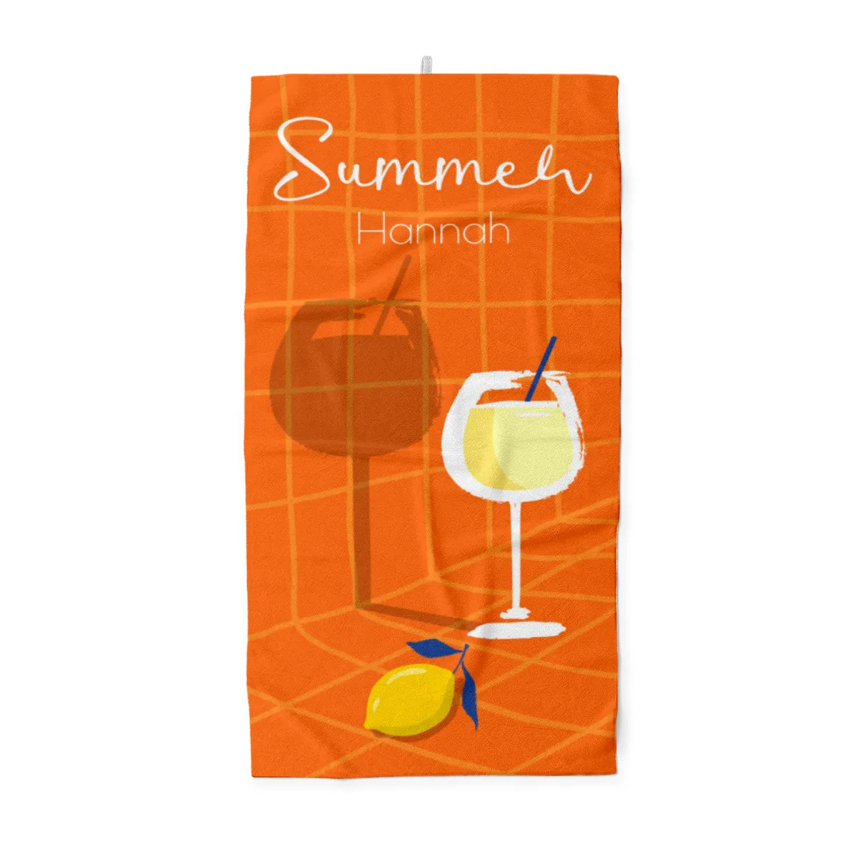 Badetuch Sommer - mit Namen personalisierbar - personalisiertes Namens-Badetuch - Strandtuch mit Wunschtext - Summerdrink
