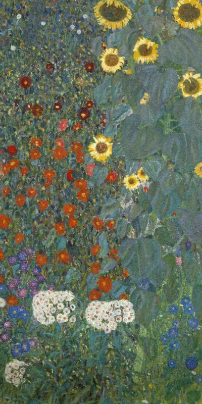 Badetuch Bauerngarten mit Sonnenblumen - Gustav Klimt
