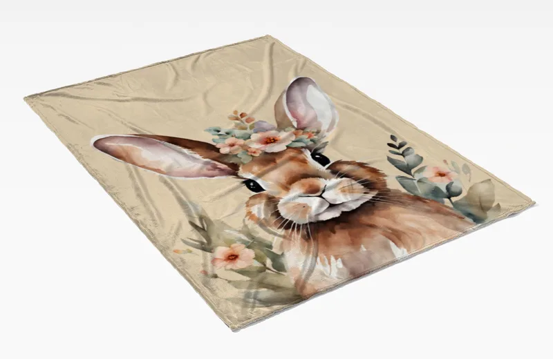 Wohndecke Hase mit Blümchen