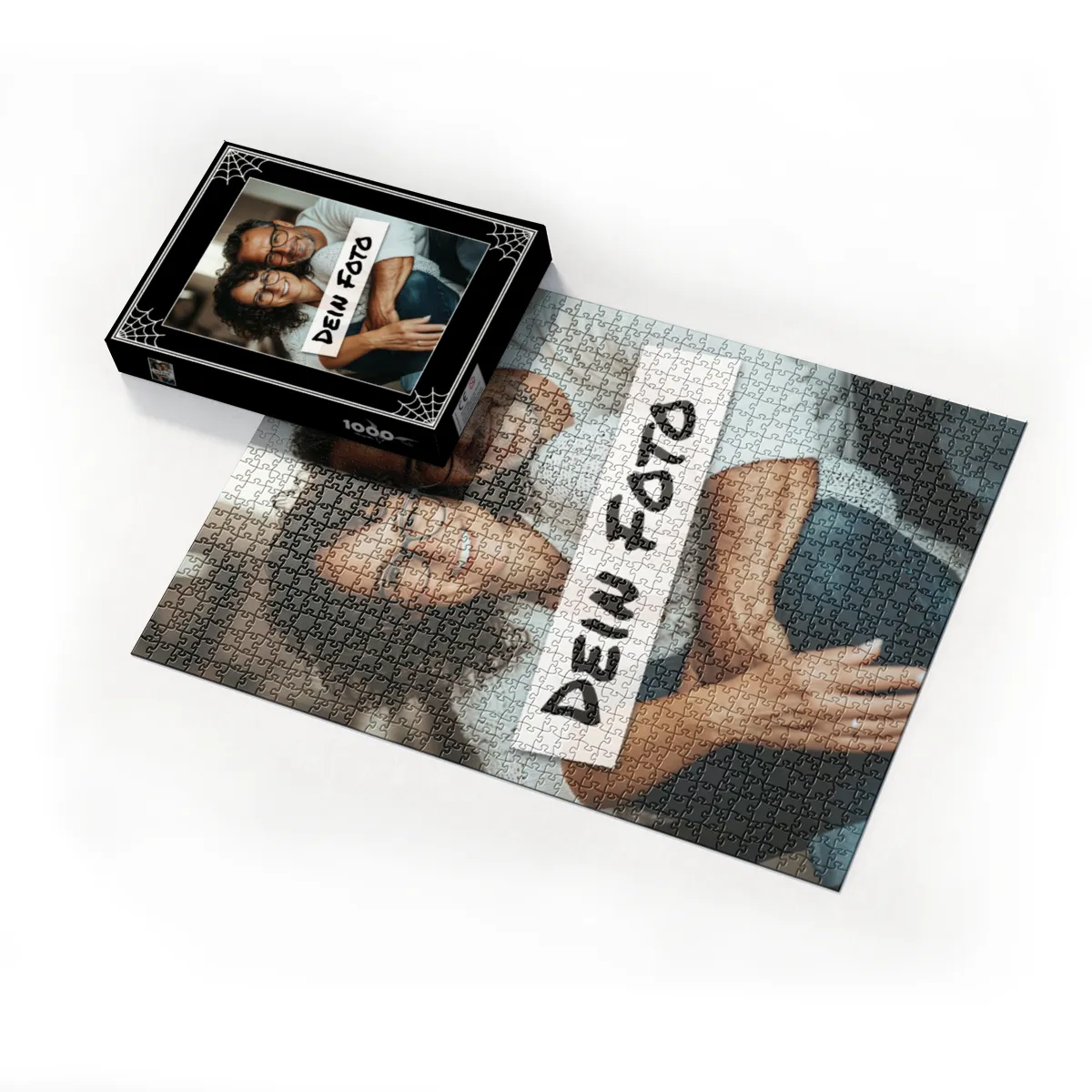 Fotopuzzle mit eigenem Bild - Puzzle selbst gestalten 1000 Teile - Schachtel im Spinnendesign - mit Foto personalisiert - Geschenk Geburtstag - Halloween 1000 Teile Quer