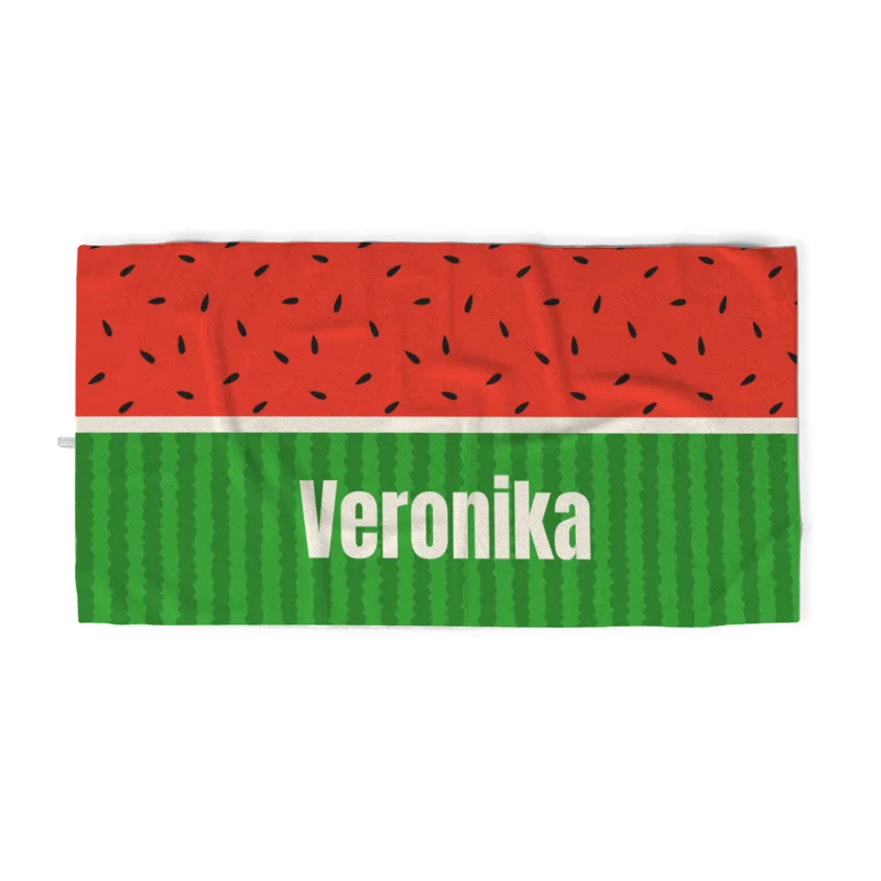 Strandtuch Melone mit Namen personalisiert - personalisiertes Namensbadetuch - Strandtuch mit Namen - Melone