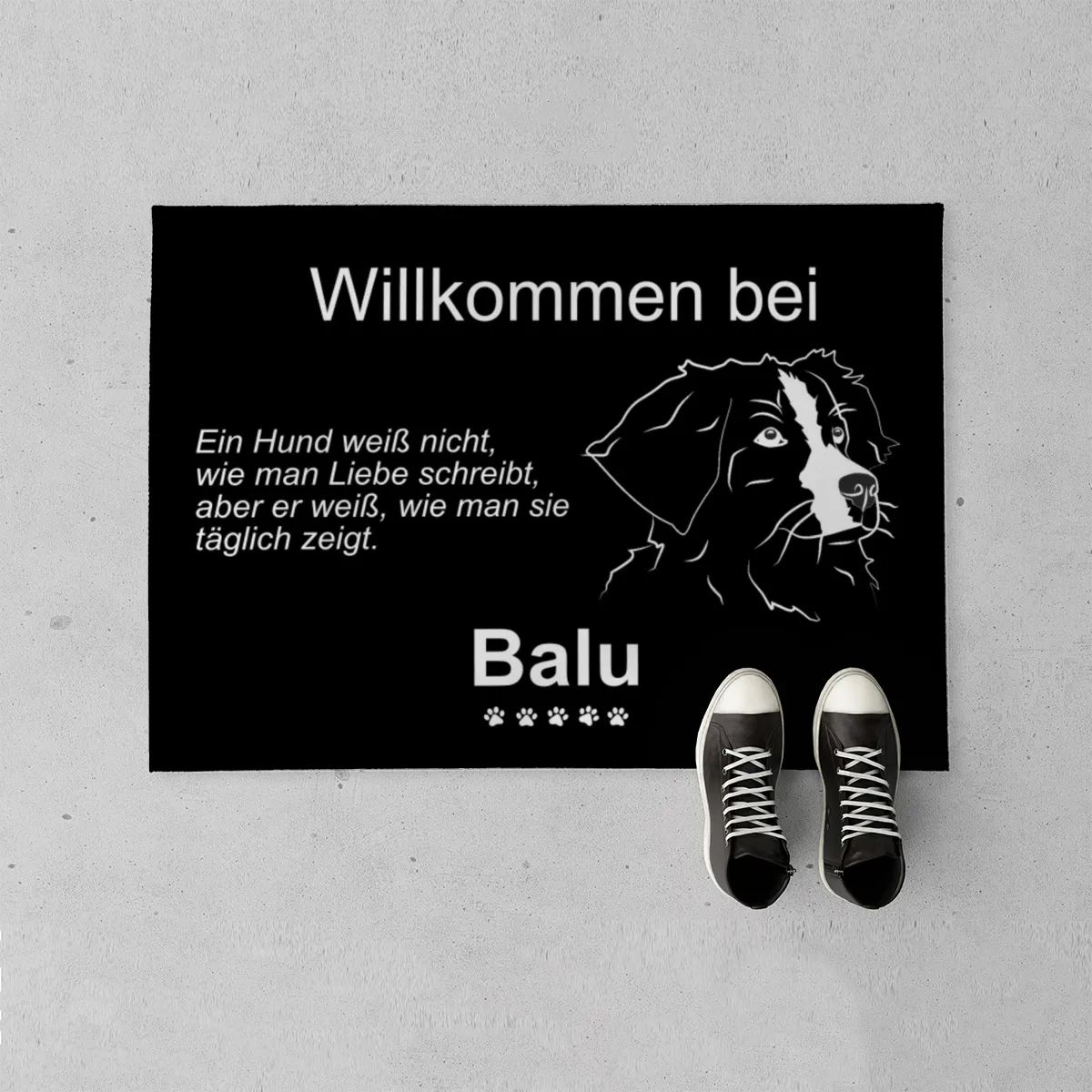 Personalisierte Fußmatte mit Französischer Bulldogge schwarz 70 x 50 cm