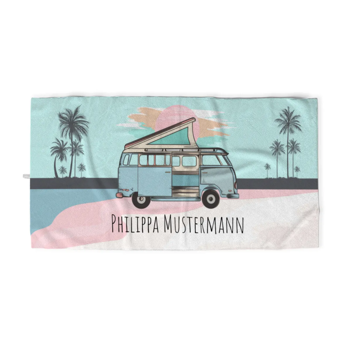 Badetuch Sommer - mit Namen personalisierbar - personalisiertes Namens-Badetuch - Strandtuch mit Wunschtext - Vanlife