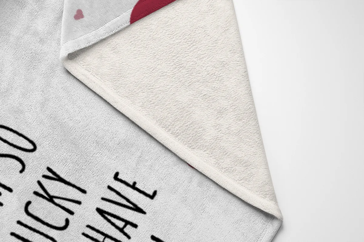 Kuscheldecke So Lucky - mit Foto personalisierbar - Geschenkidee für Verliebte, Valentinstag So Lucky