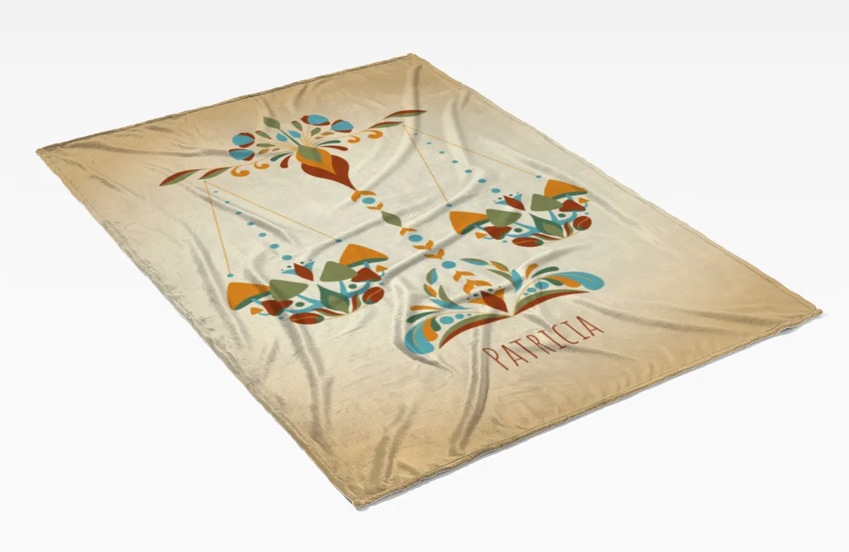 Sternzeichen Wohndecke Wassermann floral mit Namen personalisierbar