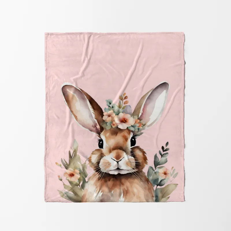 Wohndecke Hase mit Blümchen