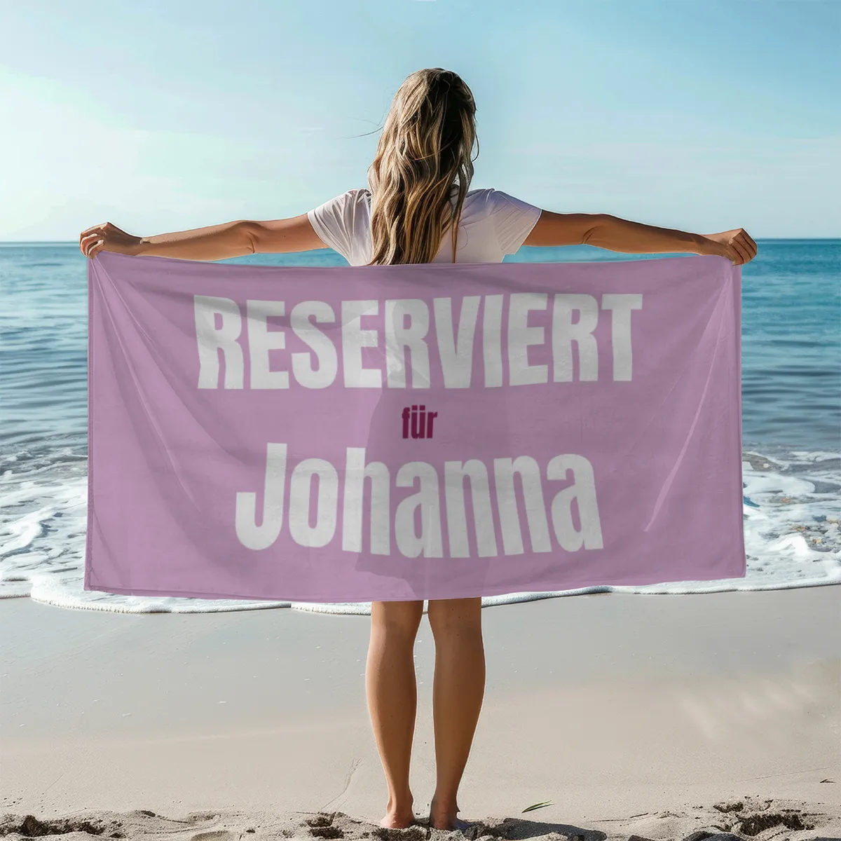 Handtuch "Reserviert für" mit Namen personalisierbar - personalisiertes Namenshandtuch - witziges Handtuch mit Namen und Spruch - Reserviert rosa