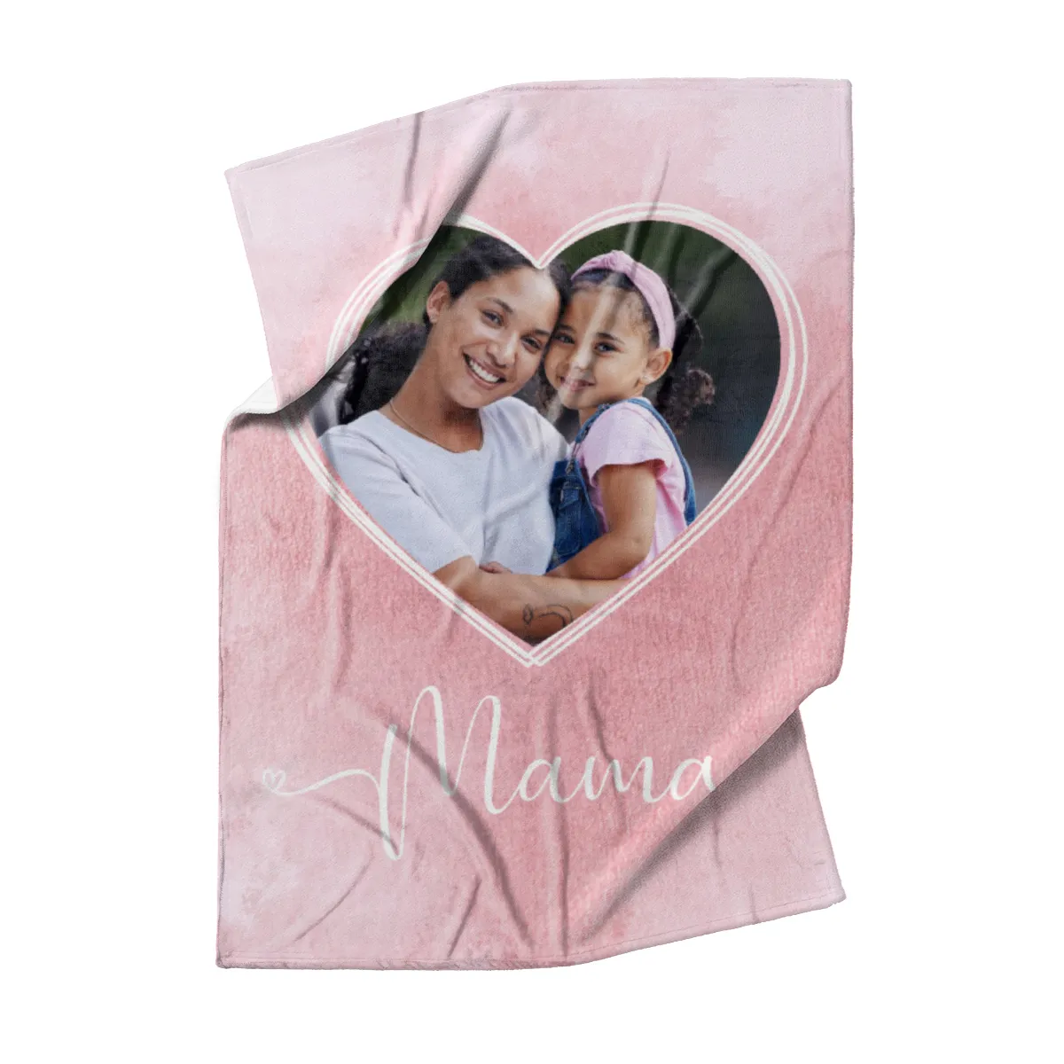 Kuscheldecke für Mamas 125 x 155 cm - mit Foto personalisierbar - Fotodecke selbst gestalten - Geschenkidee Muttertag, Geburtstag - Mama Herz