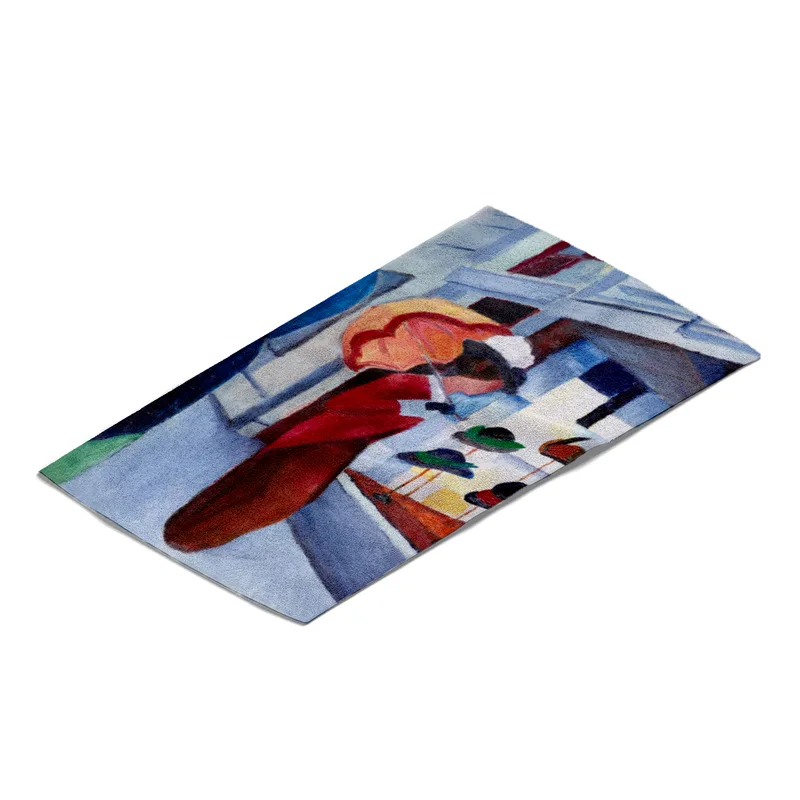Badetuch Modes: Frau mit Sonnenschirm vor Hutladen - August Macke