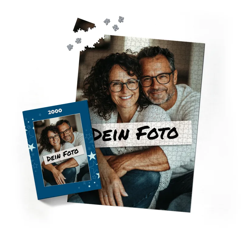 Fotopuzzle mit eigenem Bild - Puzzle selbst gestalten 1000 Teile Querformat - Schachtel Sterne - mit Foto personalisiert - Geschenk Weihnachten