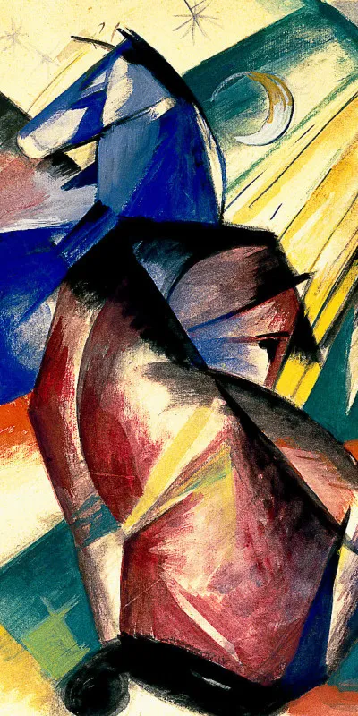 Handtuch Zwei Pferde rot und blau - Franz Marc