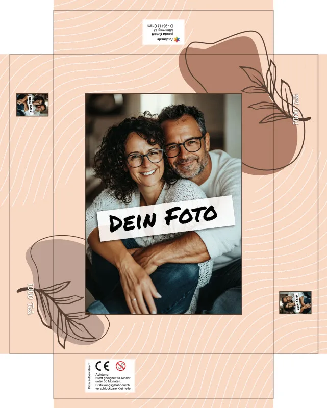 Fotopuzzle mit eigenem Bild - Fotopuzzle selbst gestalten 1000 Teile - Schachtel Herbstblätter - 1000 Teile Puzzle mit Foto - Geschenk Geburtstag Herbstblätter 1000 Teile Quer