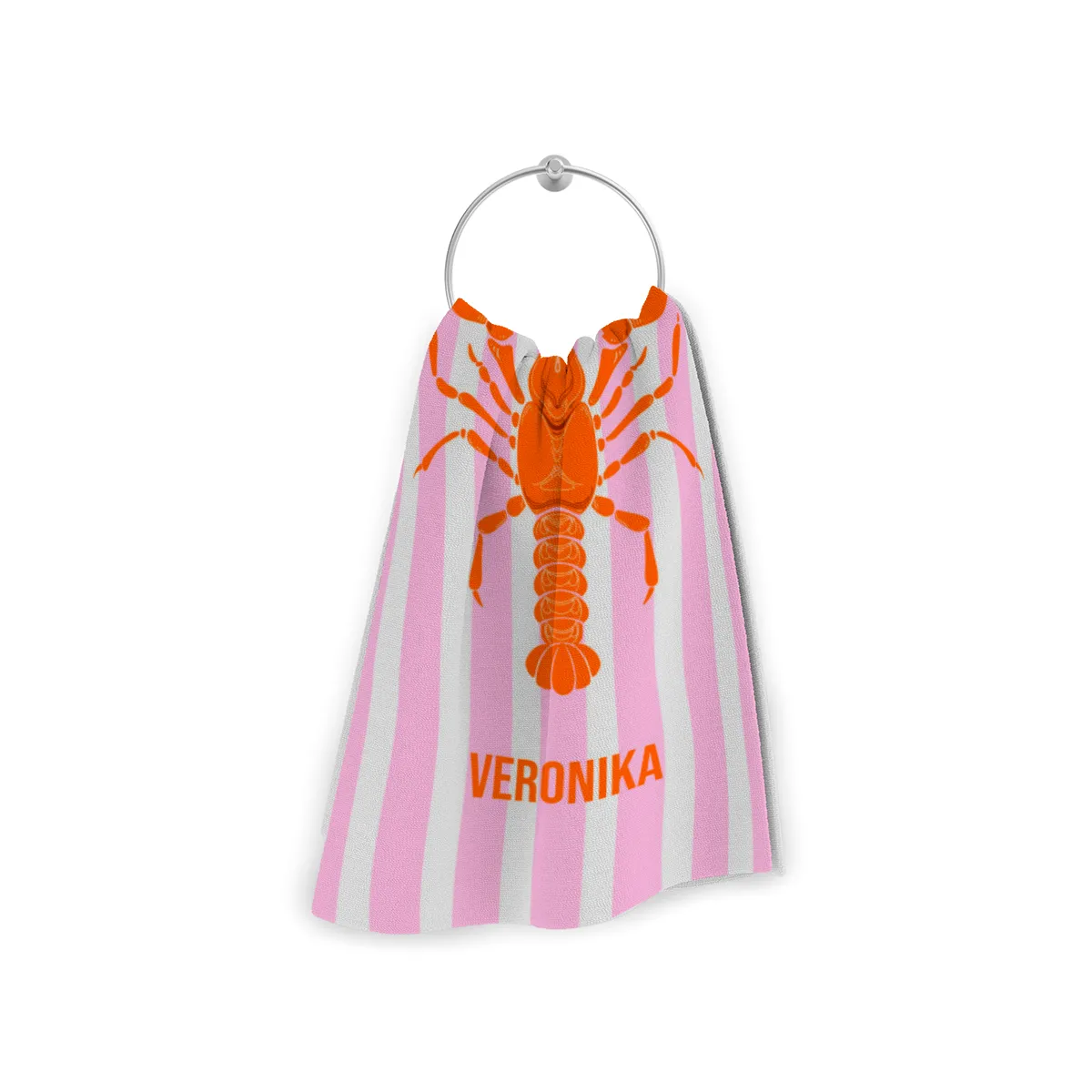 Badetuch blau gestreift mit Hummer - mit Namen personalisierbar - personalisiertes Namens-Badetuch - Strandtuch mit Wunschtext - Lobster blau