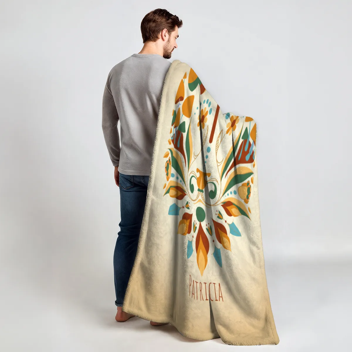 Sternzeichen Wohndecke Wassermann floral mit Namen personalisierbar