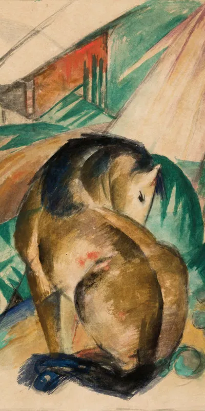 Handtuch Sitzendes Pferd - Franz Marc
