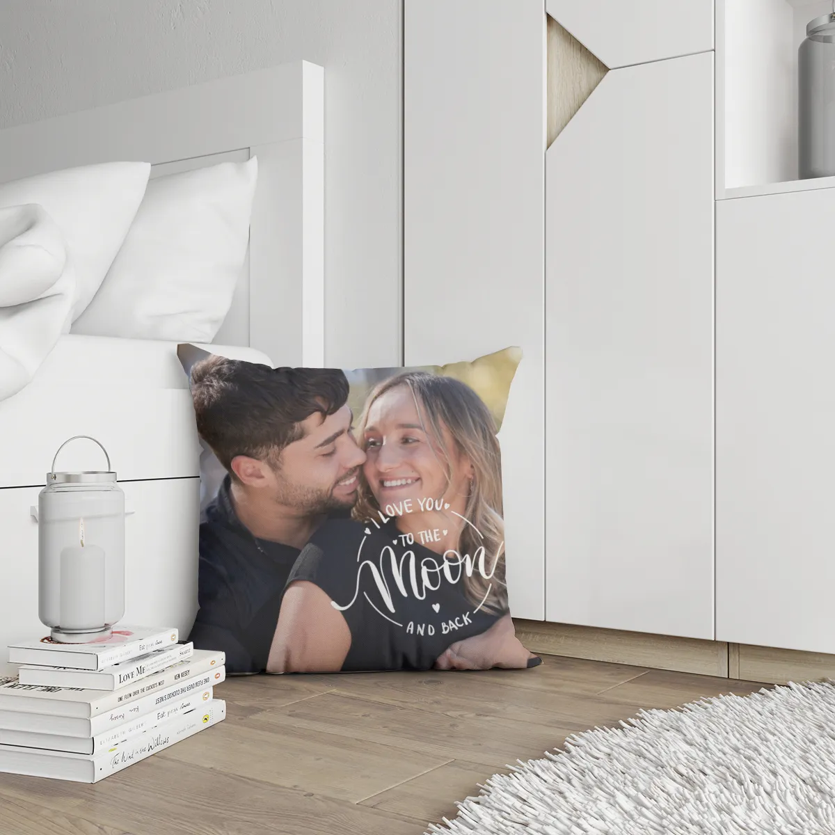 Personalisiertes Fotokissen - beidseitig mit je 1 Foto gestaltbar - Samtkissenbezug Love you to - Geschenk Valentin, Partnergeschenk