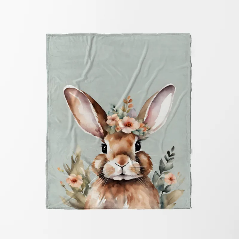 Babydecke Hase mit Blümchen