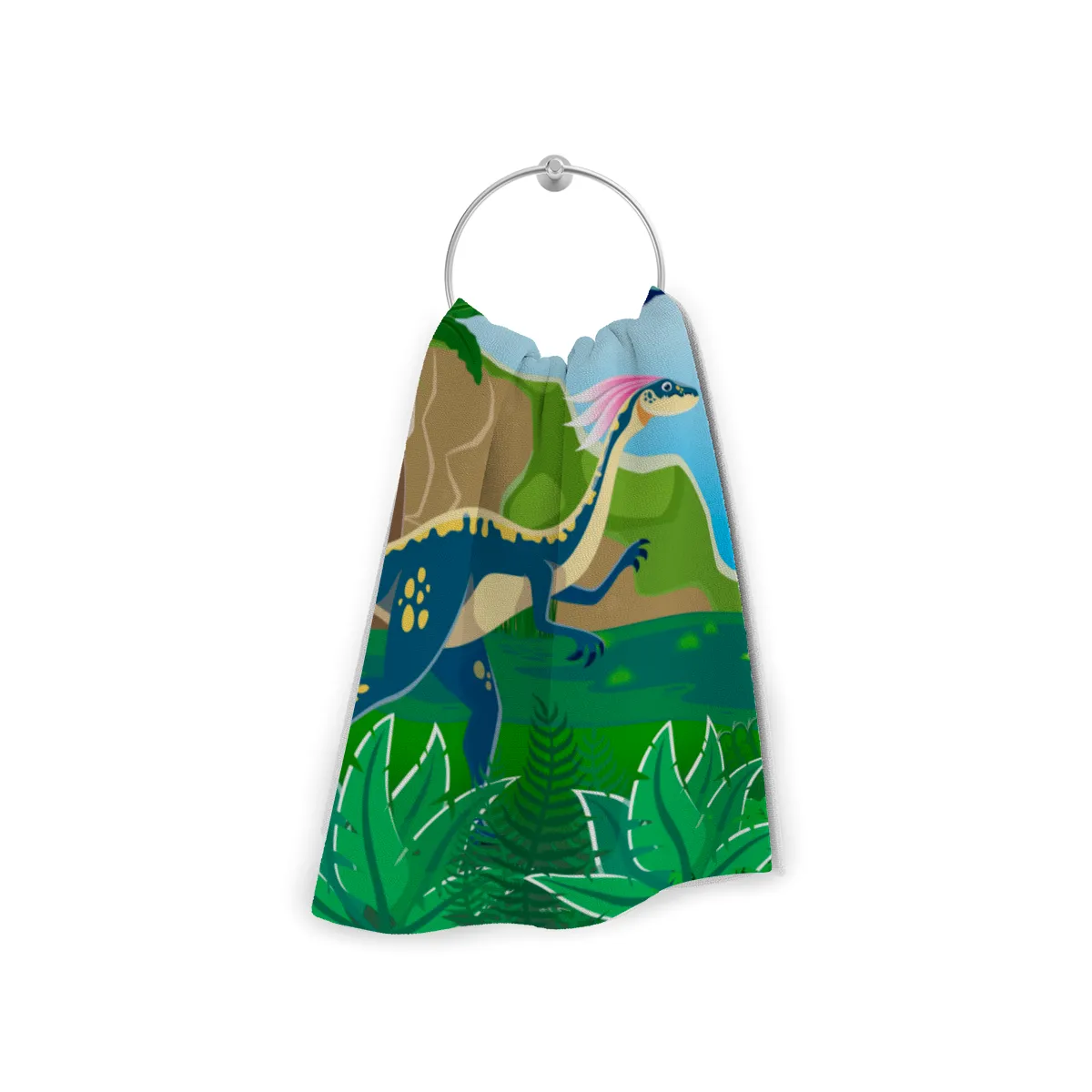 Dinosaurier-Handtuch mit Namen personalisierbar - personalisiertes Namens-Handtuch - Kinderhandtuch mit Wunschtext - Dinowelt