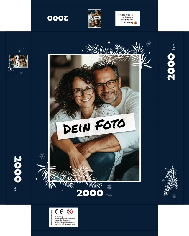 Fotopuzzle mit eigenem Bild - Fotopuzzle selbst gestalten 1000 Teile - Schachtel Weihnachtszweige - 1000 Teile Puzzle mit Foto - Geschenk Weihnachten Weihnachtszweige 1000 Teile Quer