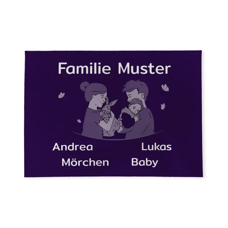 Personalisierte Fußmatte Pärchen mit Hund und Katze schwarz 70 x 50 cm