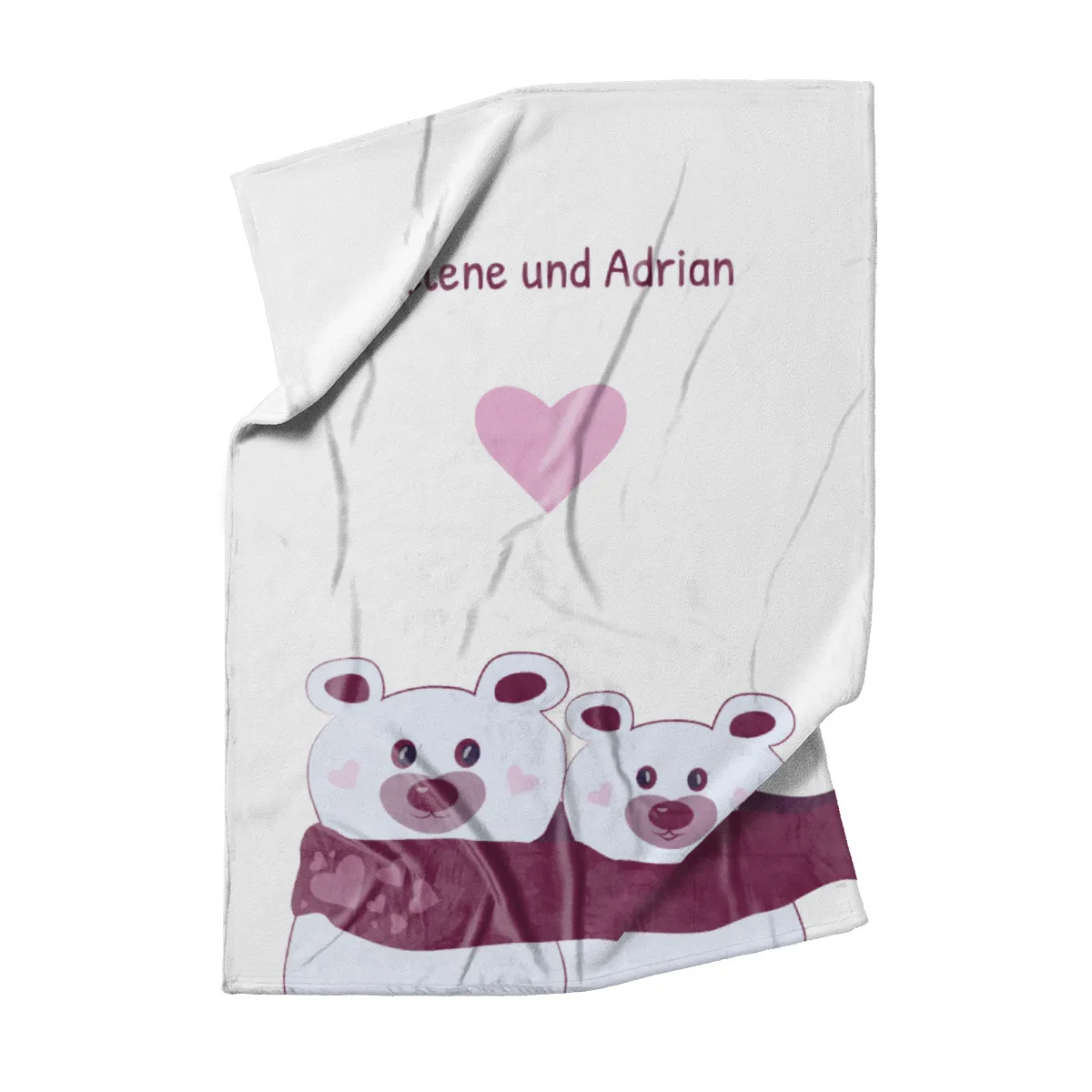 Kuscheldecke Bären mit Schal - mit Namen personalisierbar - Geschenkidee für Verliebte Bären Schal 140 x 200 cm