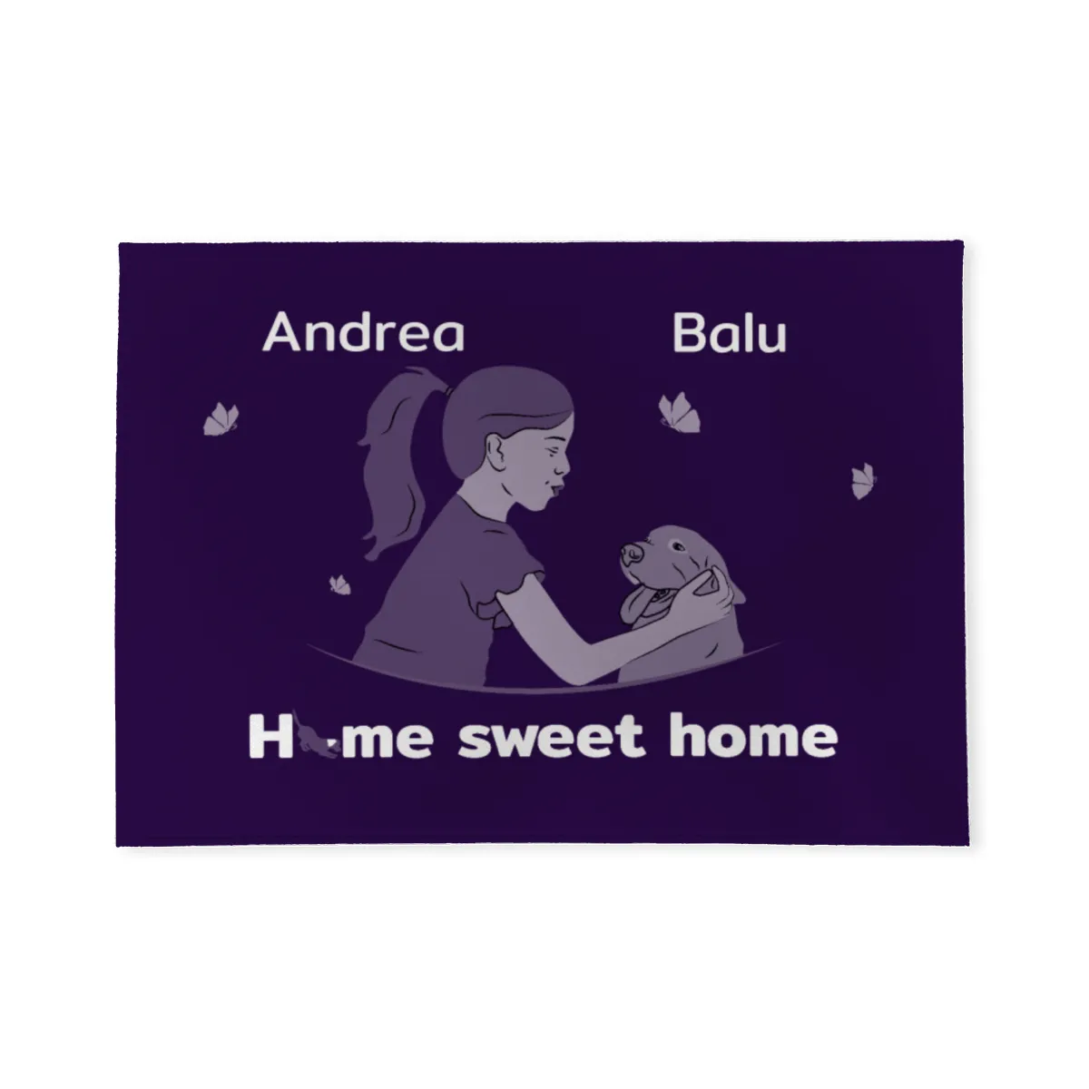 Personalisierte Fußmatte Pärchen mit Hund und Katze schwarz 70 x 50 cm
