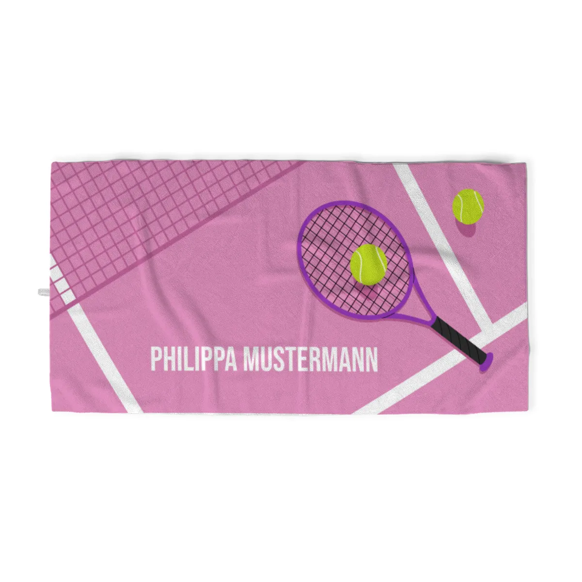 Badetuch Sport - mit Namen personalisierbar - personalisiertes Namens-Badetuch - Strandtuch mit Wunschtext - Tennis orange