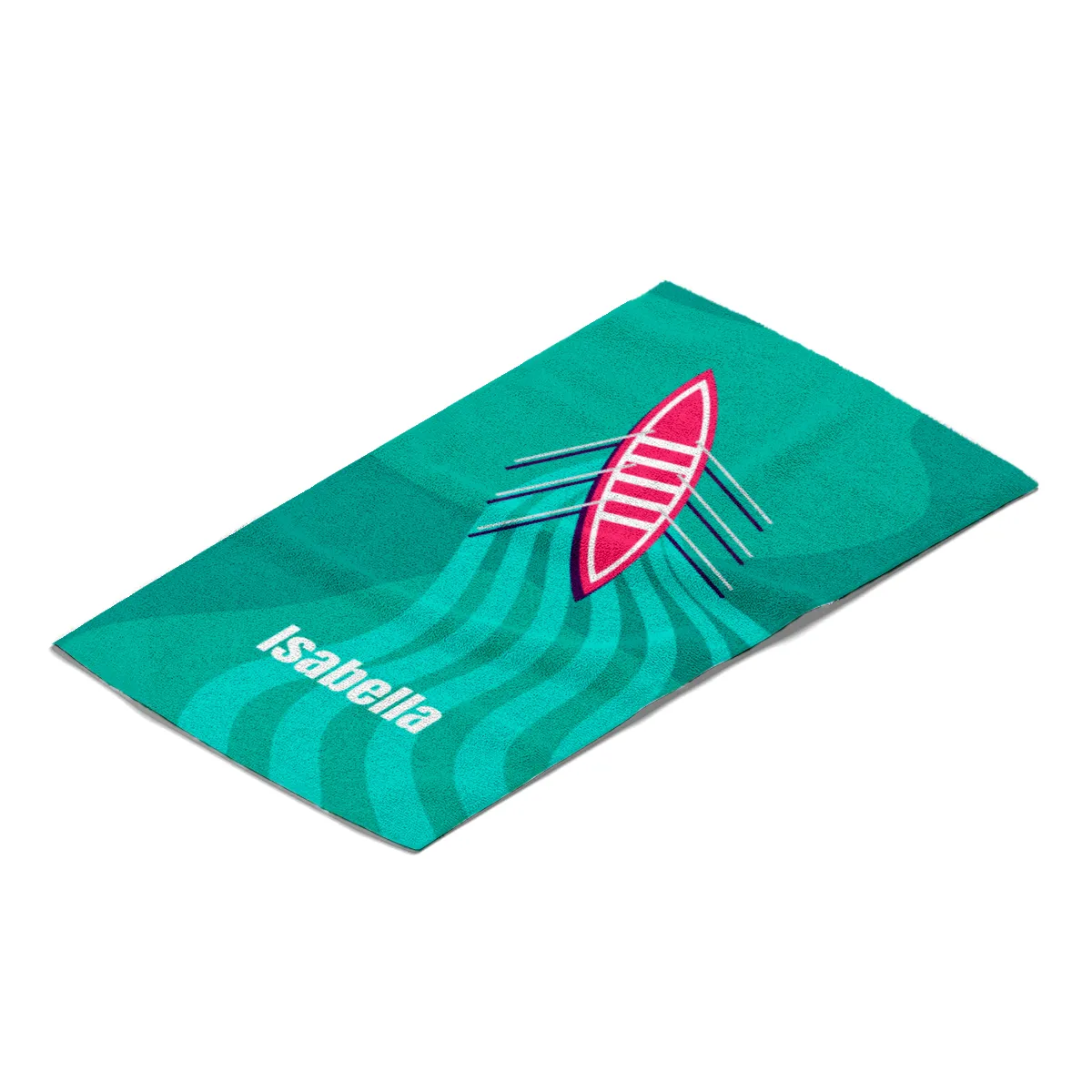 Badetuch Sport - mit Namen personalisierbar - personalisiertes Namens-Badetuch - Strandtuch mit Wunschtext - Ruderboot