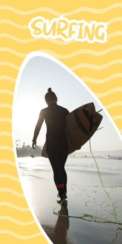 Strandtuch gelb im Surfbrett-Look - mit Foto personalisierbar - Foto-Badetuch - Geschenkidee Surfer Surfing