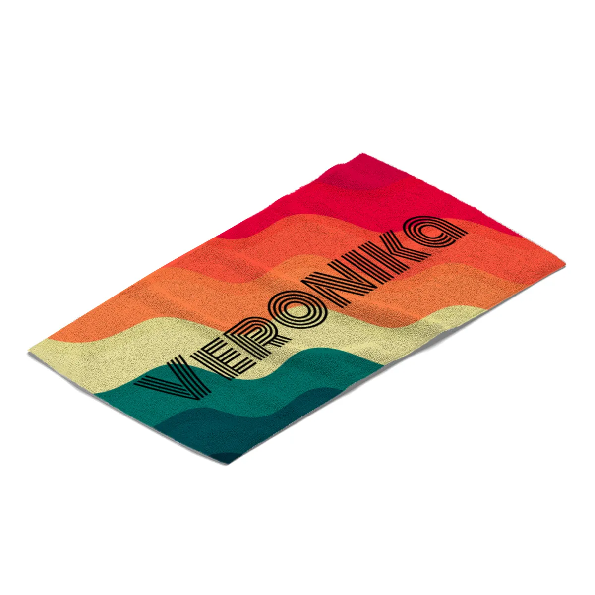 Handtuch Retrolook mit Namen personalisiert - personalisiertes Namenshandtuch - Retro Wellen