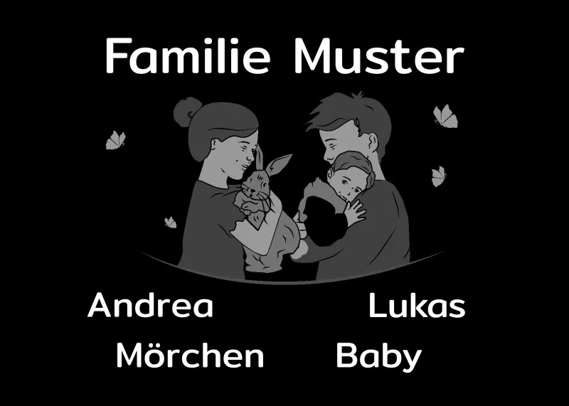 Personalisierte Fußmatte Pärchen mit Hund und Katze schwarz 70 x 50 cm