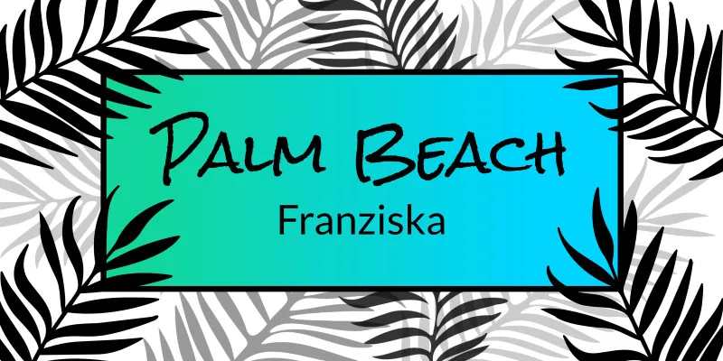 Badetuch Sommer - mit Namen personalisierbar - personalisiertes Namens-Badetuch - Strandtuch mit Wunschtext - Palmenblätter