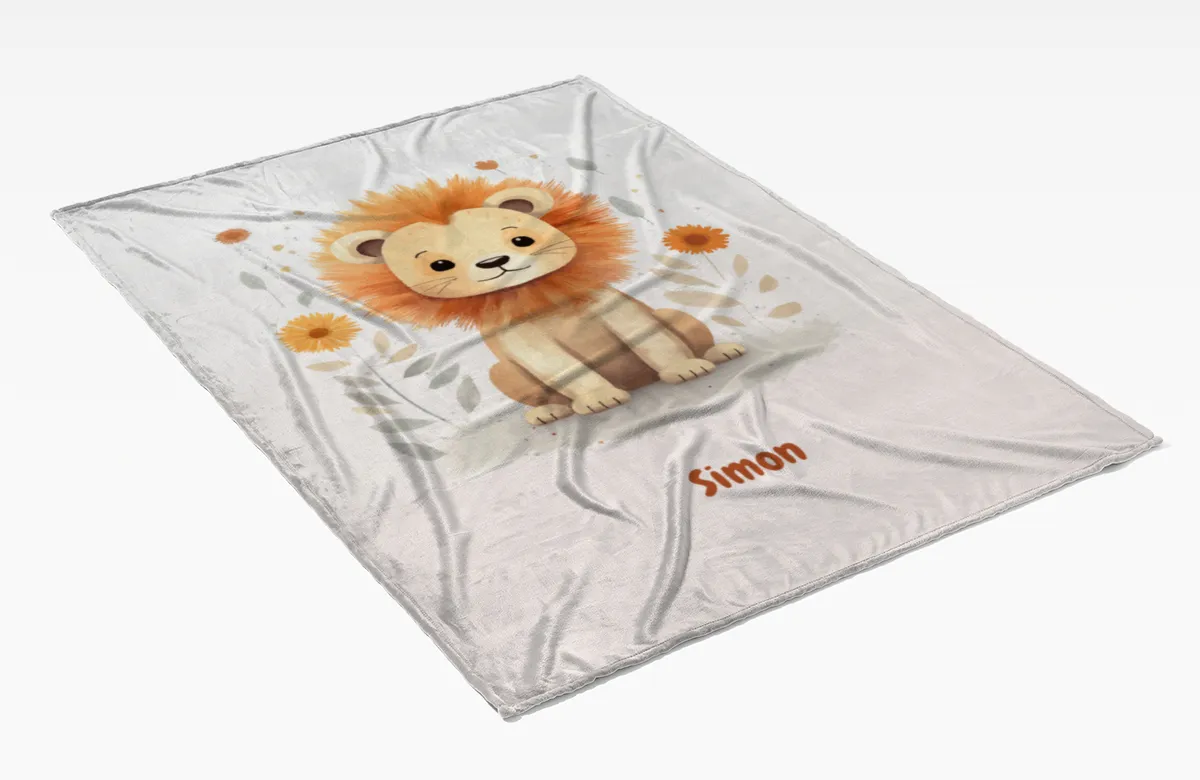 Babydecke - Namensdecke Kleiner Löwe personalisierbar multi 75 x 100 cm