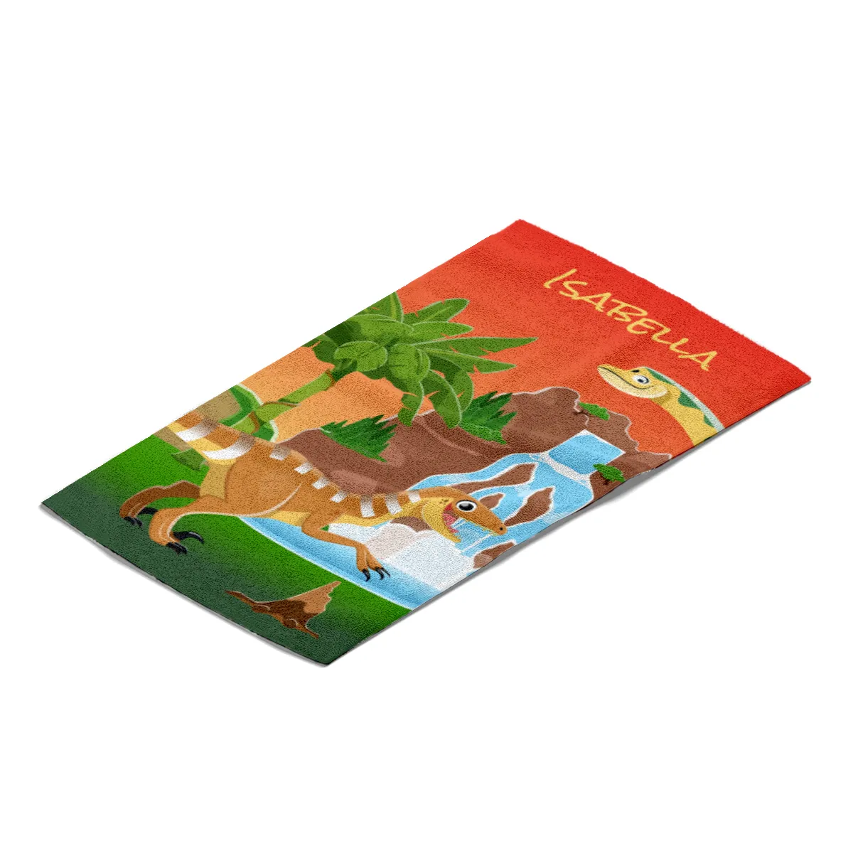 Dinosaurier-Handtuch mit Namen personalisierbar - personalisiertes Namens-Handtuch - Kinderhandtuch mit Wunschtext - Dinowelt