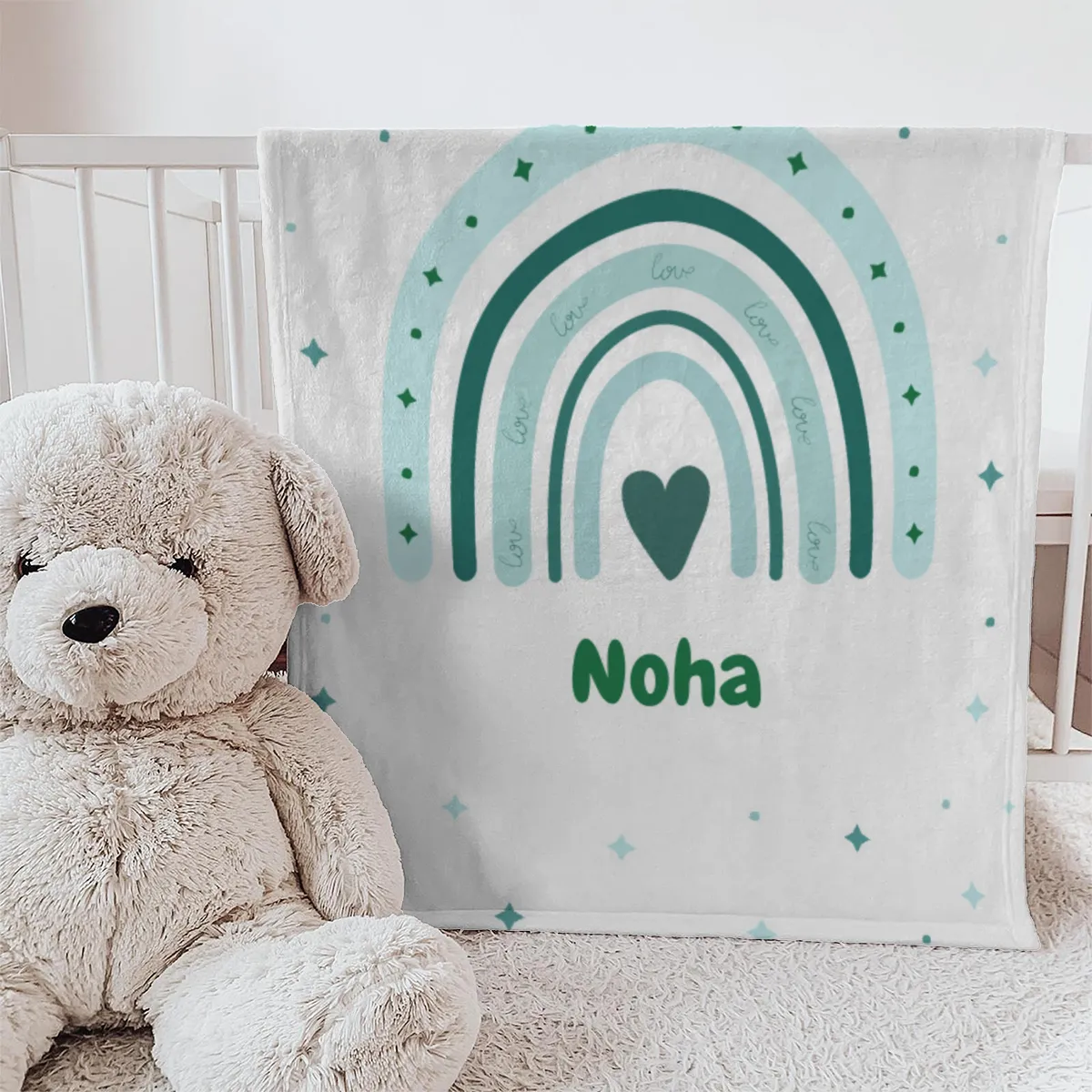Personalisierte Babydecke rosa 75 x 100 cm