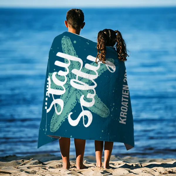 Badetuch Sommer - mit Namen personalisierbar - personalisiertes Namens-Badetuch - Strandtuch mit Wunschtext - Stay Salty