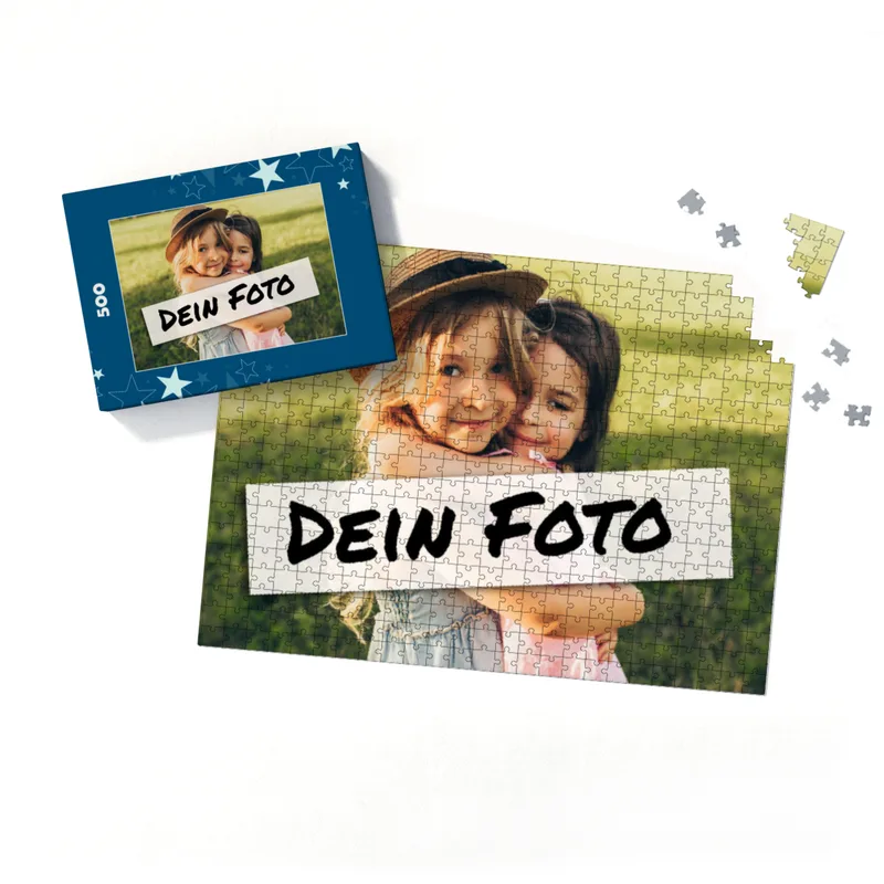 Fotopuzzle 500 Teile personalisiert Weihnachten - Schachtel Sterne
