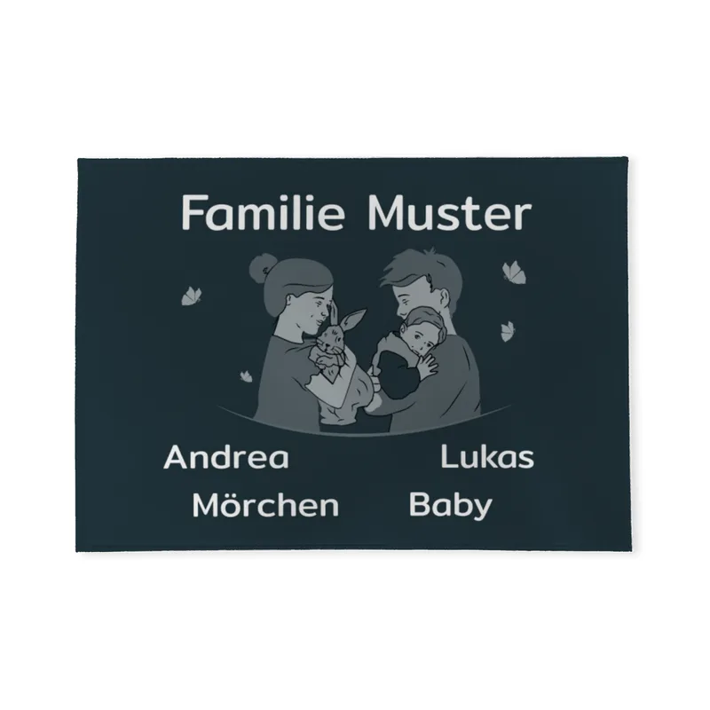 Personalisierte Fußmatte Pärchen mit Hund und Katze schwarz 70 x 50 cm